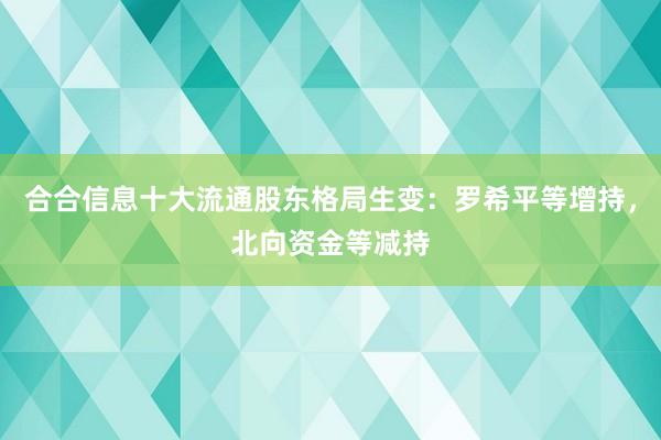 合合信息十大流通股东格局生变：罗希平等增持，北向资金等减持