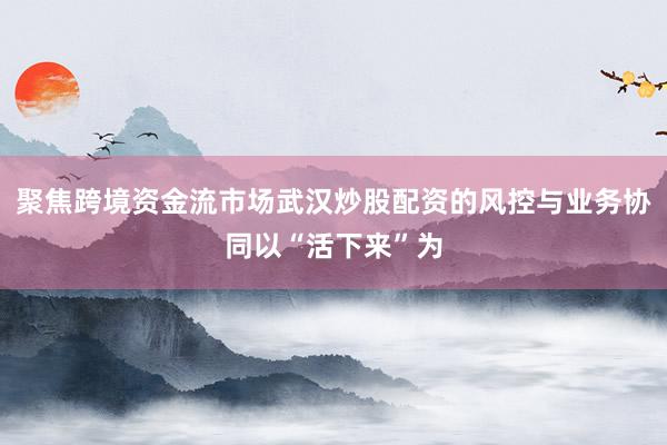 聚焦跨境资金流市场武汉炒股配资的风控与业务协同以“活下来”为