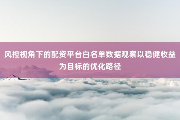 风控视角下的配资平台白名单数据观察以稳健收益为目标的优化路径