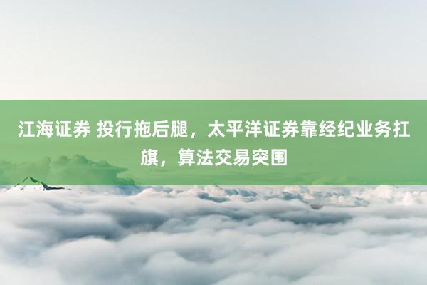 江海证券 投行拖后腿，太平洋证券靠经纪业务扛旗，算法交易突围