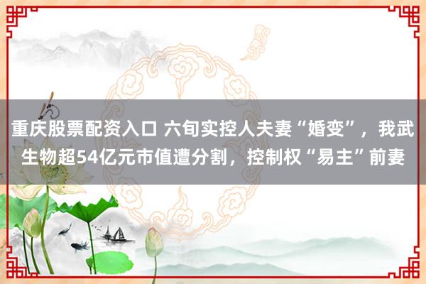 重庆股票配资入口 六旬实控人夫妻“婚变”，我武生物超54亿元市值遭分割，控制权“易主”前妻