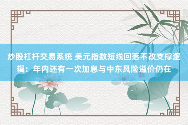 炒股杠杆交易系统 美元指数短线回落不改支撑逻辑：年内还有一次加息与中东风险溢价仍在